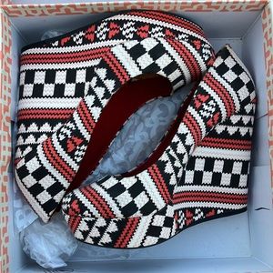 Aztec print platform wedges